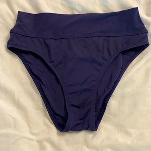 Nautica Solid Deep Blue High Rise Swim Bikini Bottom Women size M Hipster